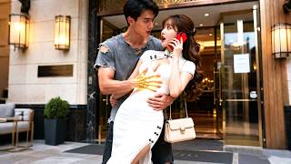 Female CEO trips avoiding a jerk, gets grabbed and kissed by a poor guy! Instead of anger, she forc