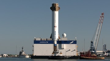 Largest space rocket to land on a drone-ship returns to Florida | Jeff Bezos oversees operation