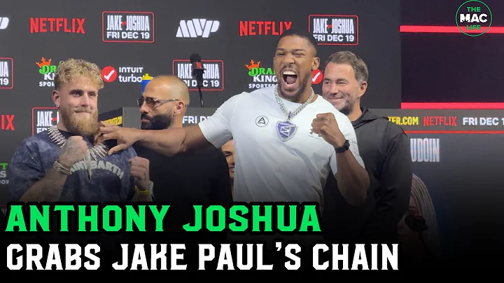 Anthony Joshua tries to steal Jake Paul’s Chain at FACE OFF