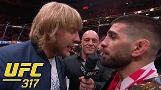 Ilia Topuria shoves Paddy Pimblett after calling him out at #UFC317 | ESPN MMA