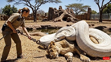 rescue animal:Zookeeper Rescues Lioness from Giant Python Attack