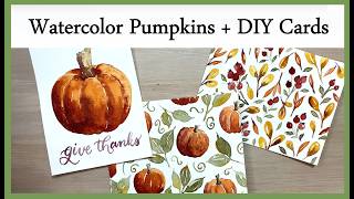 How to DRAW & Paint Pumpkins: BEGINNERS' Step-by-Step Guide to Cozy & Relaxing Fall Watercolor Cards