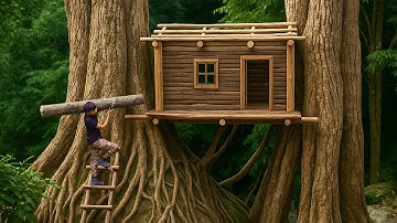 I am Building a Log Cabin on Giant Tree Trunks | Bushcraft Survival House