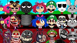 Incredibox Sprunki OC Phase 1 to Phase 3 Ragatha (from Digital Circus), OREO, Judy Hopps