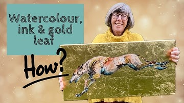 How to paint with ink, watercolour and gold leaf on canvas