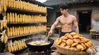 Grinding Fresh Corn To Create Sweet Fermented Rice Balls In Delicious Traditional Dessert Soup!