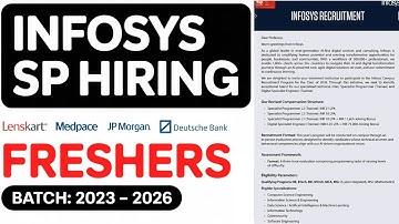 Infosys SP Hiring Announced | Db, Medpace, JPMorganChase Jobs | Register Now