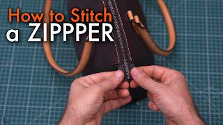 How to Stitch a Zipper to a Leather Bag by Hand