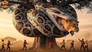 Brave Rescuers Risk Their Lives Fighting a Giant Python to Save a Mother Lion