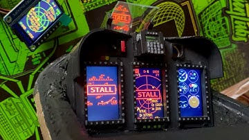 artificial horizon rc plane cockpit display – flight path vector, warnings, gauge pages