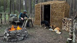 Building a Warm Leaf Shelter | Secret Primitive Bushcraft in the Autumn Forest