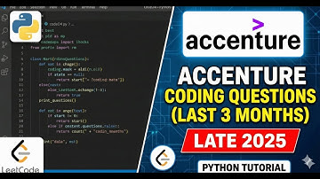 Accenture Coding Questions (Last 3 Months) - Late 2025 | Python Leetcode | Python Coding Tutorial