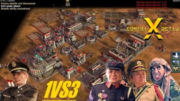 C&C Generals Contra X Beta 2 (1 VS 3 Insane AI, Red Dawn)