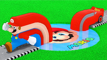 LONG CARS vs MARIO PORTAL in Teardown