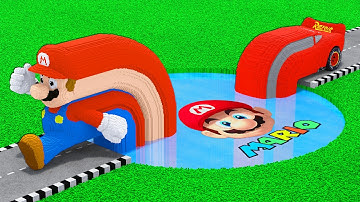 LONG CARS vs MARIO PORTAL in Teardown