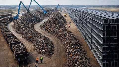 $421B Recycling Industry Secret: Scrap Steel to H-Beams. Heavy Industry & Manufacturing Documentary