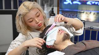 💈(ASMR) Recently Debuted Cute Japanese Female Barber Mayuko Did Haircut, Shave and Relaxing Shampoo