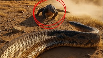 ChatGPT PlusEpic Rescue: Komodo Dragon Saved from a Colossal Mutant Python 🐍