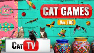 CAT Games | Ultimate Cat TV Compilation Vol 190 | 8 HOURS  🐝🐞🦋🦎🦜🐜🐭🧵