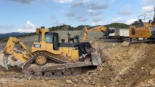 Caterpillar D9T & Two Liebherr 945 Excavators Working  On Highway Constr - Sotiriadis/Labrianidis 4k